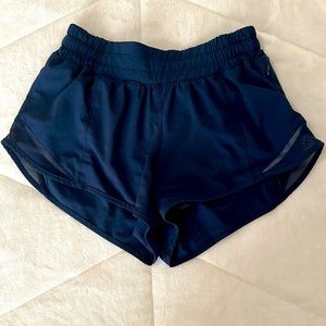 Lululemon navy blue 2.5 inch Hotty Hot low rise shorts